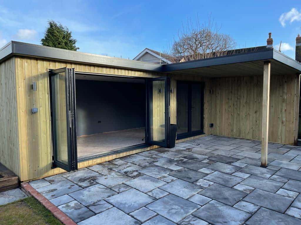 fully finished summer house with timber canopy