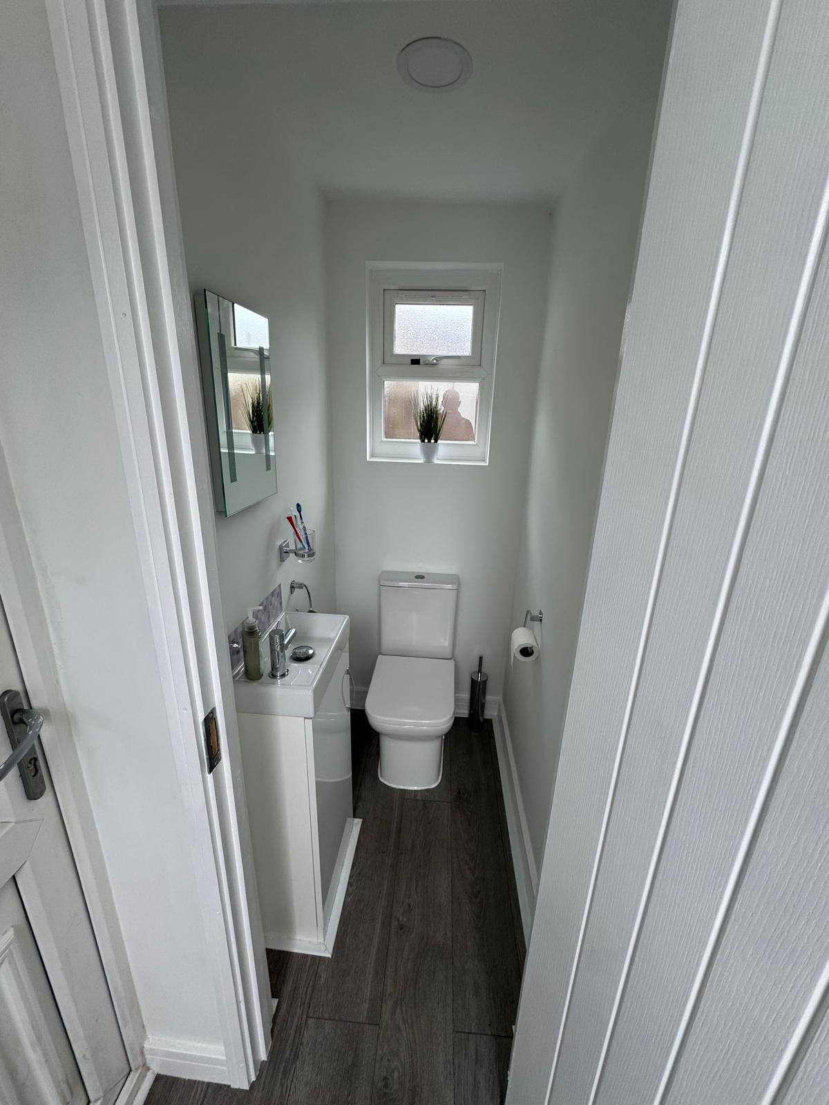 Toilet facilities inside garden annexe build