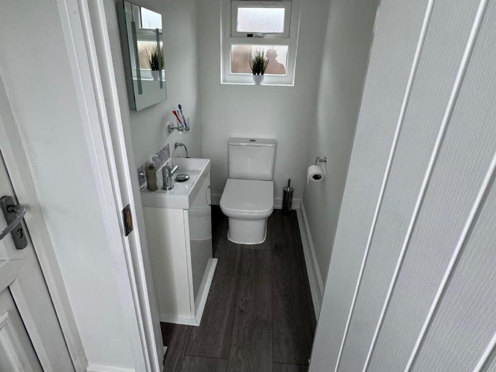 Toilet facilities inside garden annexe build